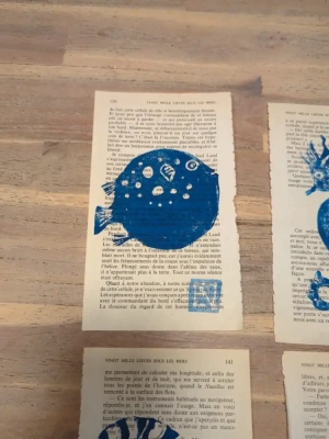 quadriptyque linogravure theme mer — image 2