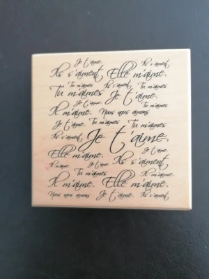 Tampon bois  Je t'aime mini