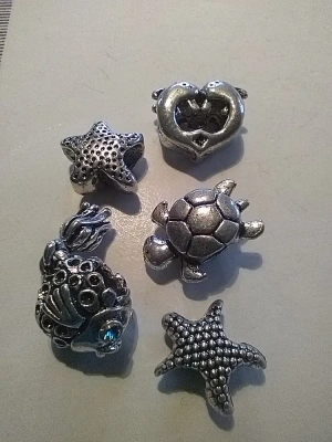 5 breloques océan en métal argenté — image 2