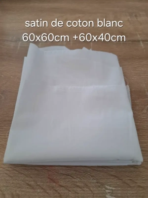 Lot de 2 coupons de satin de coton blanc — image 2