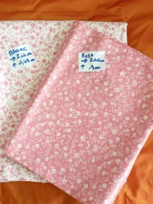 2 Coupons de cotonnade liberty neufs rose 1 x 244 et blanc 1.43 x 244 — image 1