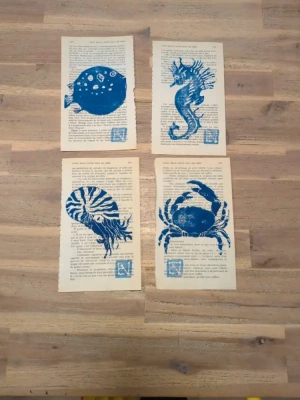 quadriptyque linogravure theme mer — image 1