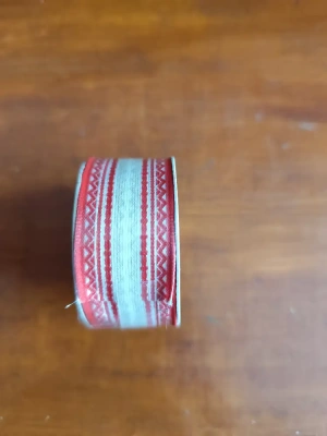 ruban lin beige et rouge — image 1