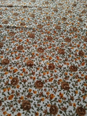 2 tissus fleurs marrons et oranges — image 1