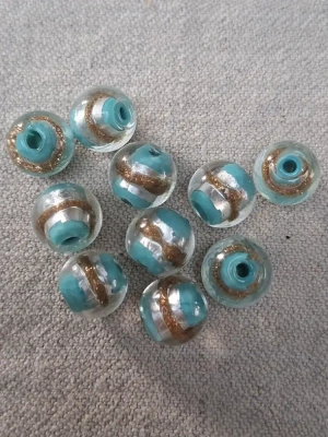 Lot 10 perles lampwork en verre avec inclusions — image 1