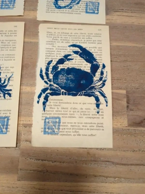 quadriptyque linogravure theme mer — image 4
