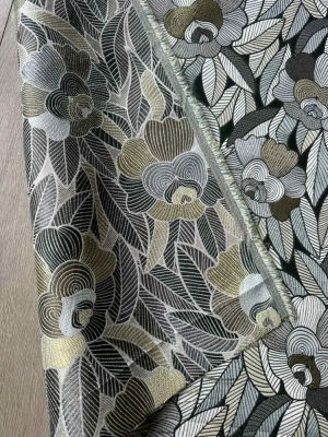 Tissu Jacquard Rousseau fleurs bleu vert - MT large